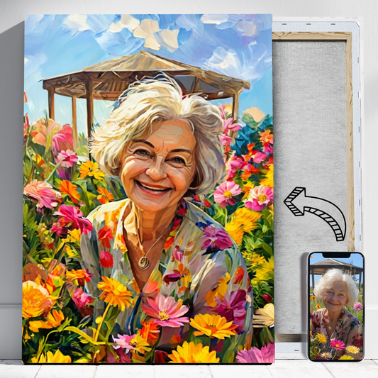 Ogród mamy jak namalowany - Portret ze zdjęcia na prezent dla kobiety