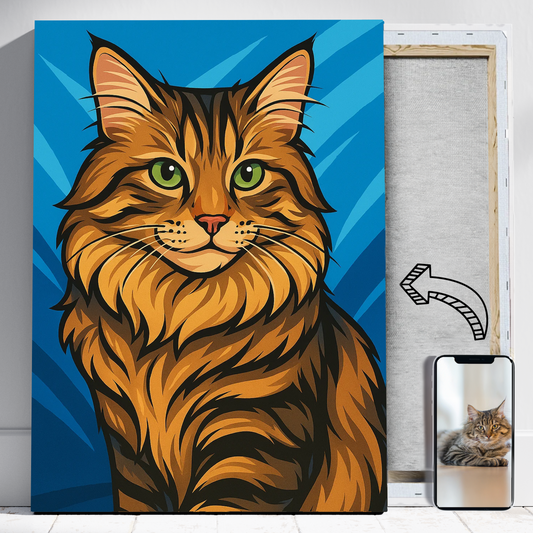 Kot w stylu ilustracyjnym - Portret kota ze zdjęcia na zamówienie