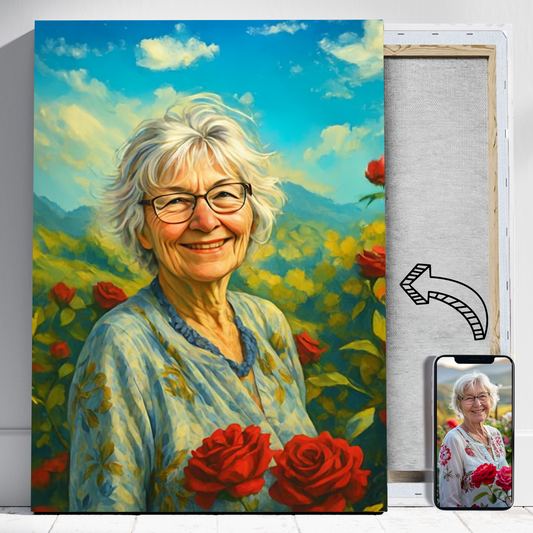 Róże mamy ala malowane - Portret ze zdjęcia na prezent dla kobiety