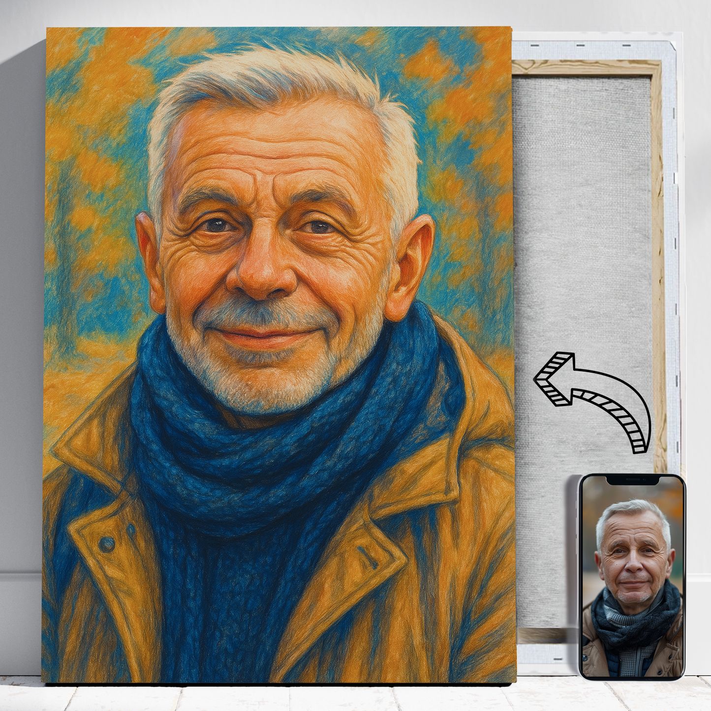 Obraz taty jak narysowany - Portret ze zdjęcia na prezent dla mężczyzny