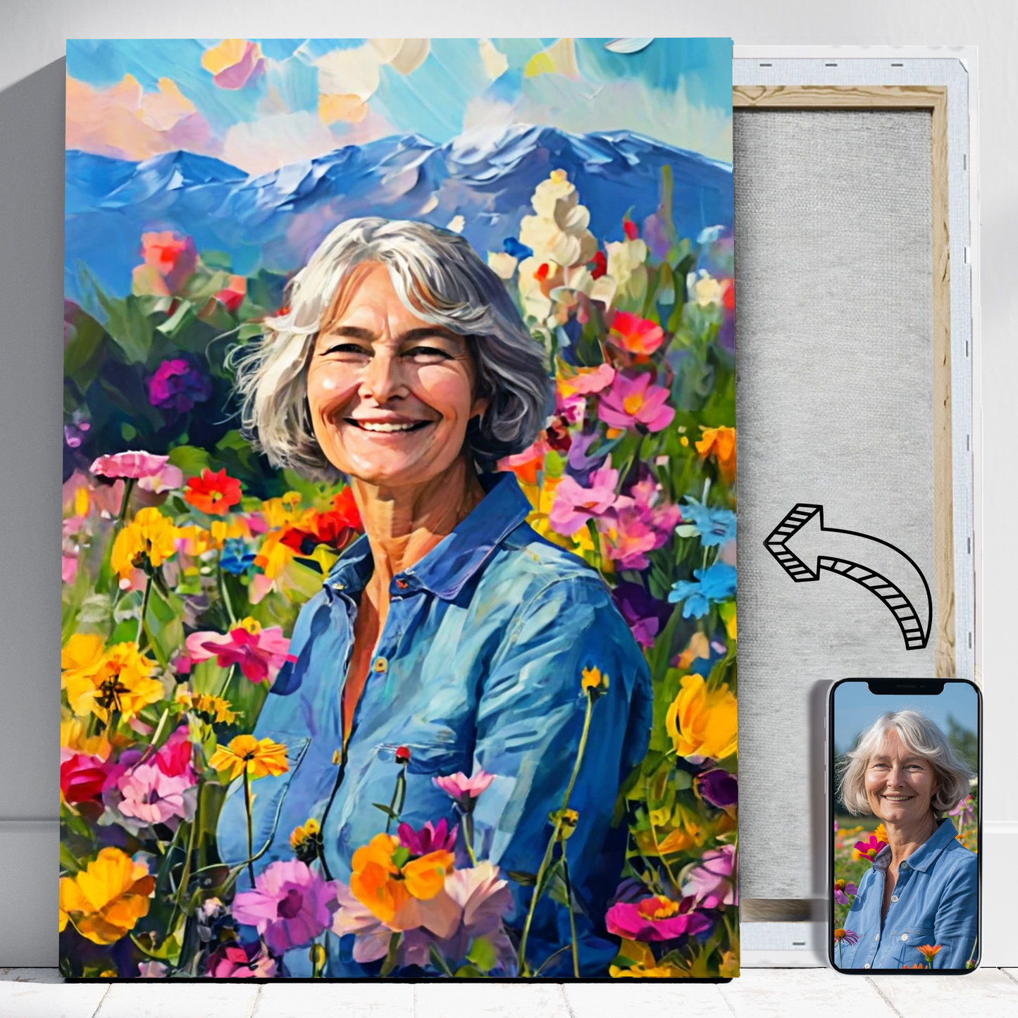 Mama w górach jak malowana - Portret ze zdjęcia na prezent dla kobiety
