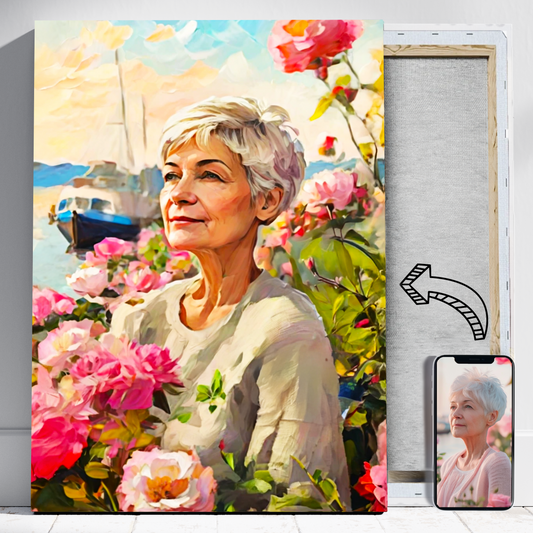 Mama w porcie jak malowana - Portret ze zdjęcia na prezent dla kobiety