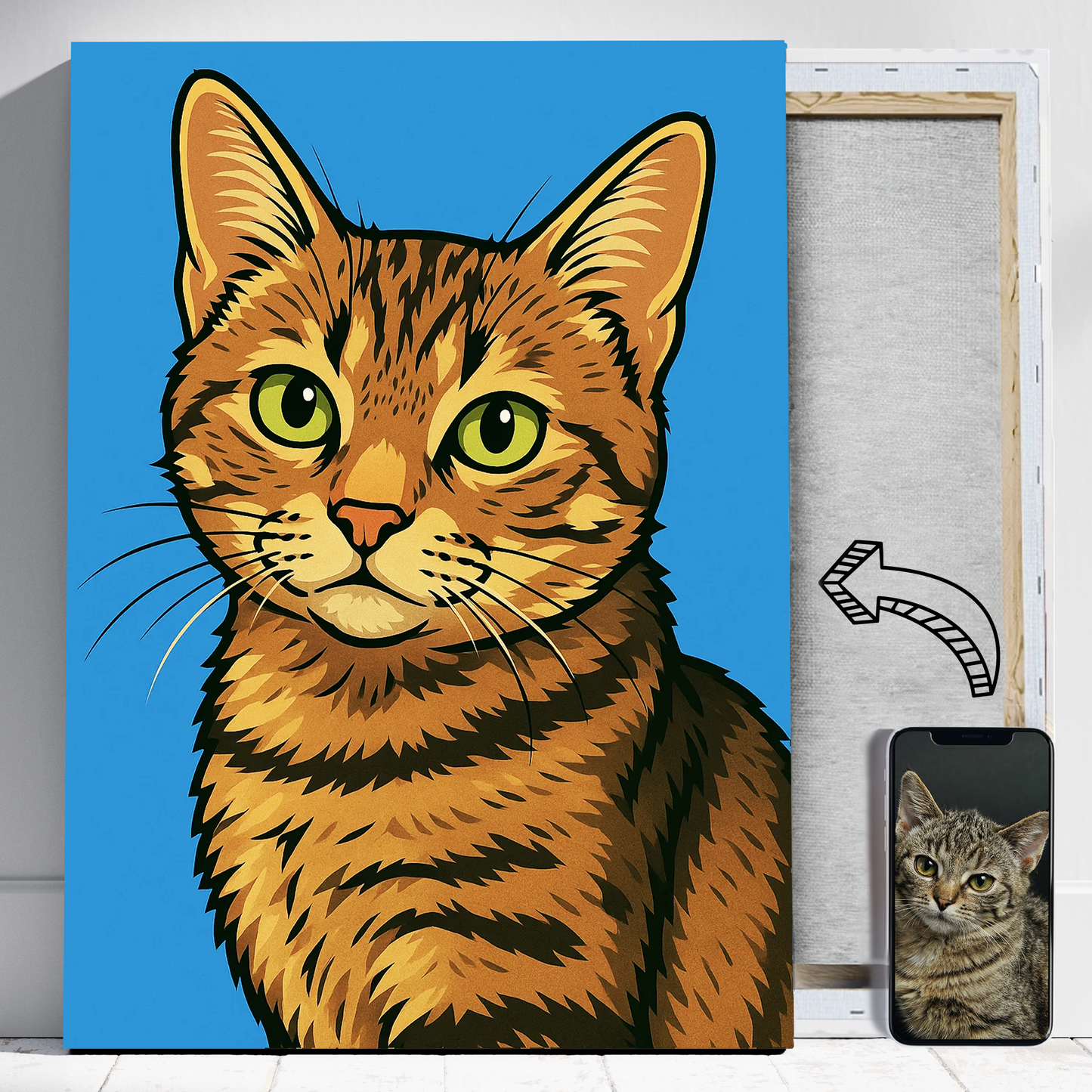 Graficzny kot w stylu ilustracyjnym - Portret kota ze zdjęcia na zamówienie