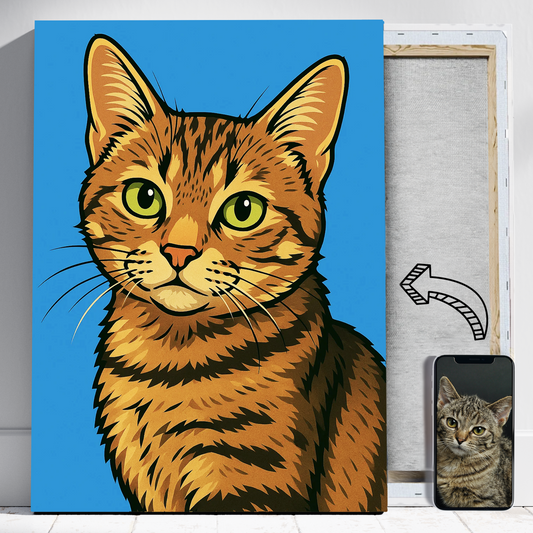 Graficzny kot w stylu ilustracyjnym - Portret kota ze zdjęcia na zamówienie