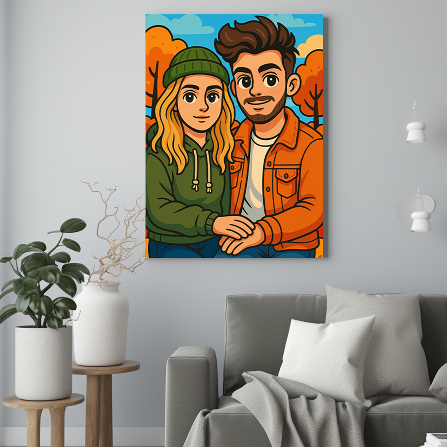 Zakochana para jak z kreskówki - Portret ze zdjęcia pomysł na prezent