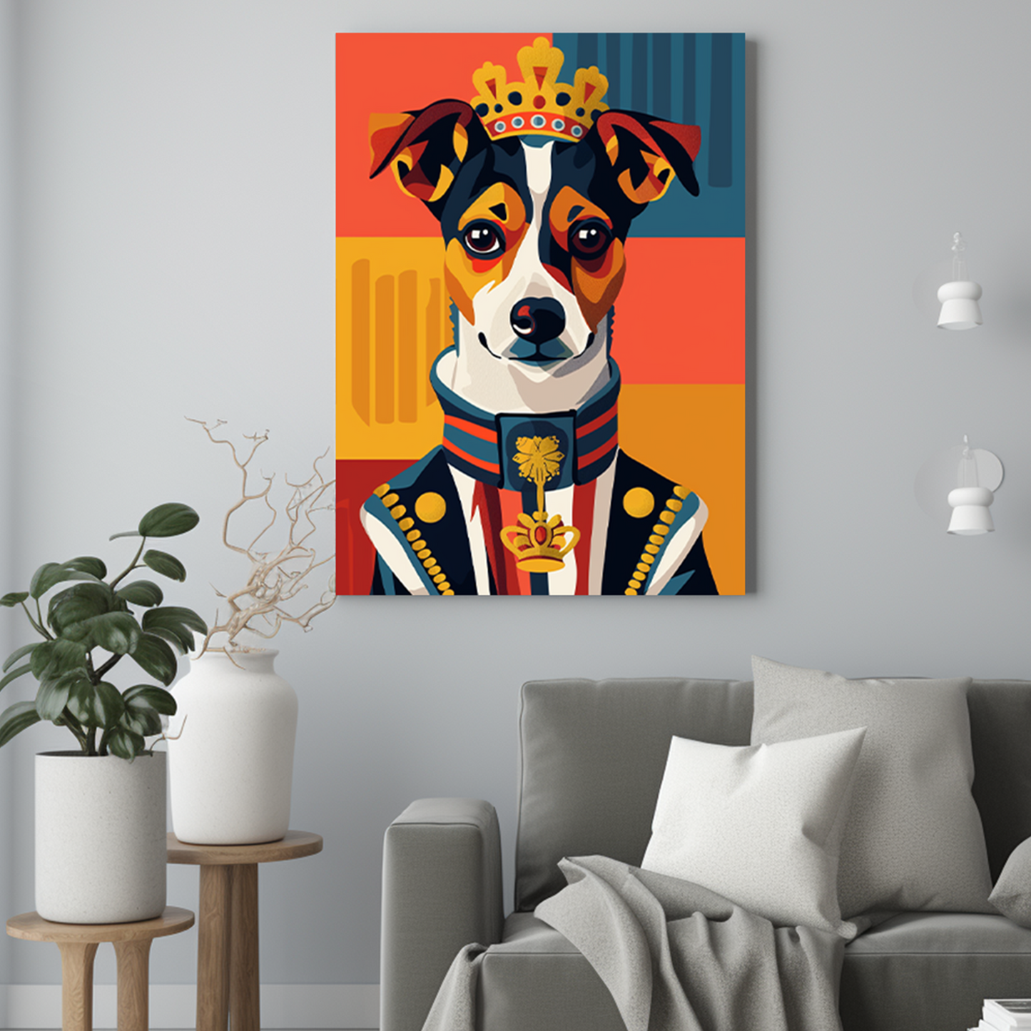 Królewski pies w graficznym stylu - Portret psa ze zdjęcia na zamówienie