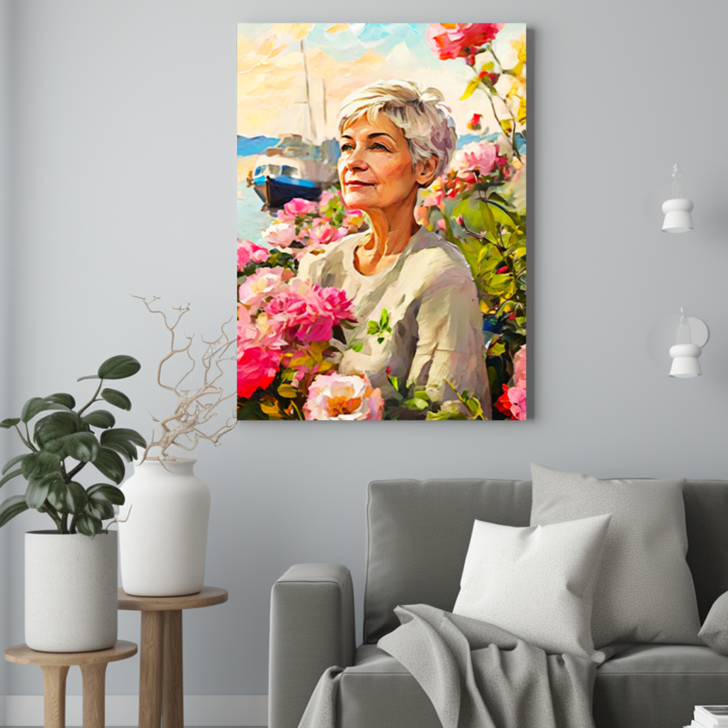 Mama w porcie jak malowana - Portret ze zdjęcia na prezent dla kobiety