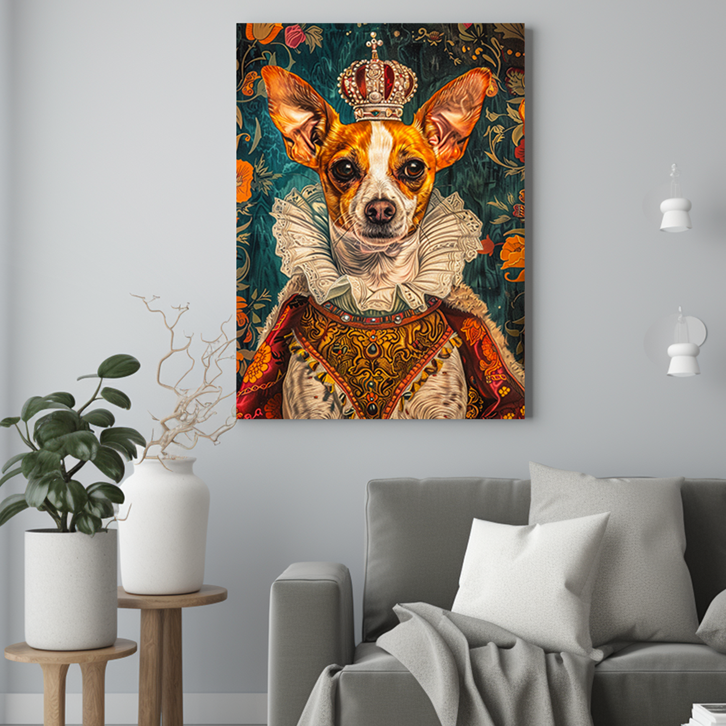 Piesek z koroną - Portret psa ze zdjęcia na zamówienie