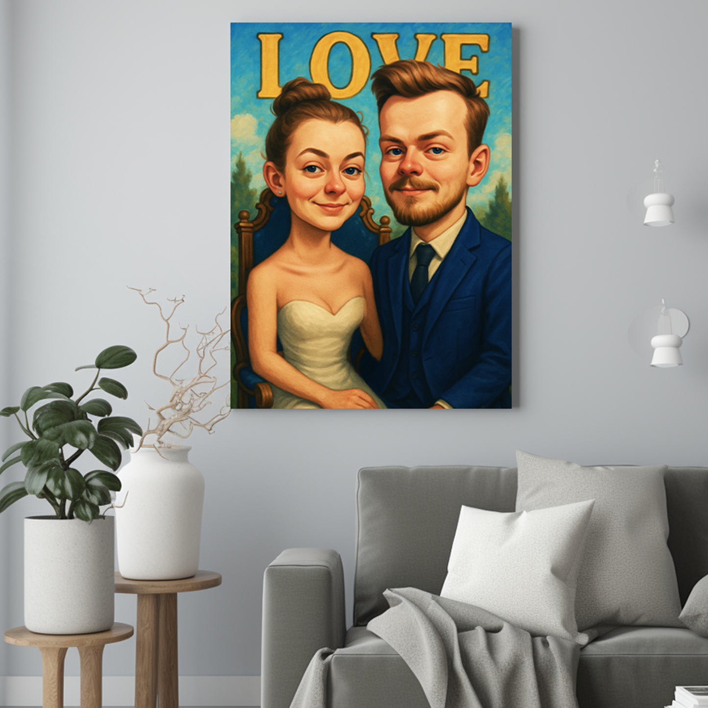 Ślub w stylu karykaturalnym - Portret ze zdjęcia pomysł na prezent
