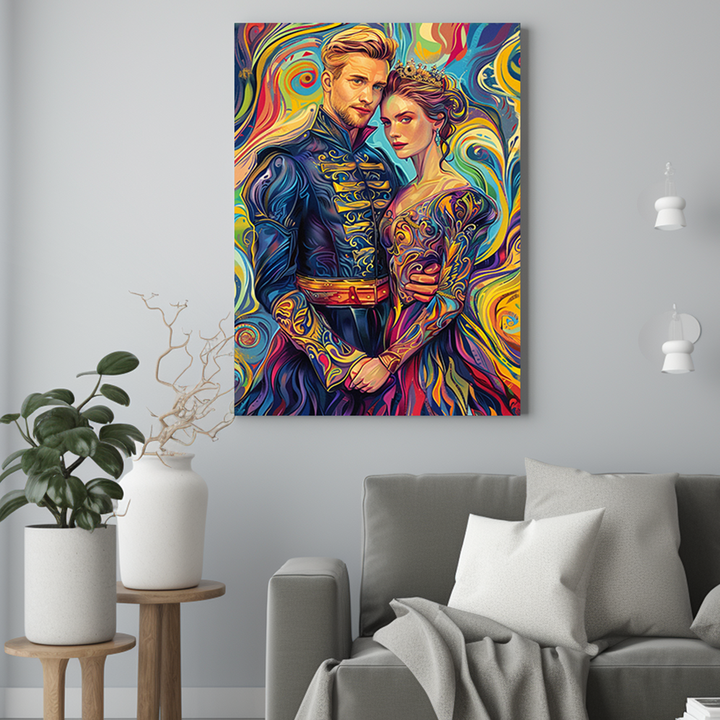 Szlachecka para w abstrakcyjnym stylu - Portret ze zdjęcia pomysł na prezent