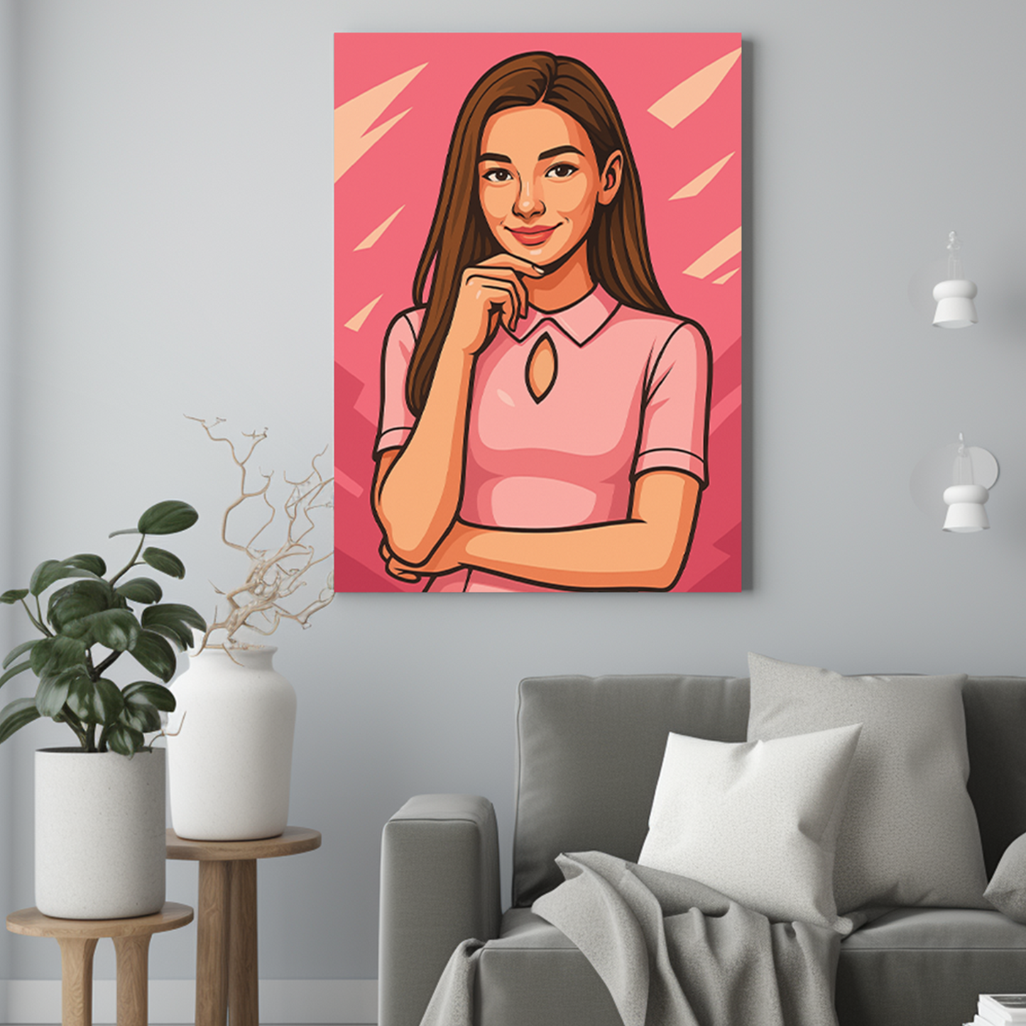 Uśmiechnięta kobieta w stylu graficznym - Portret ze zdjęcia na prezent dla kobiety