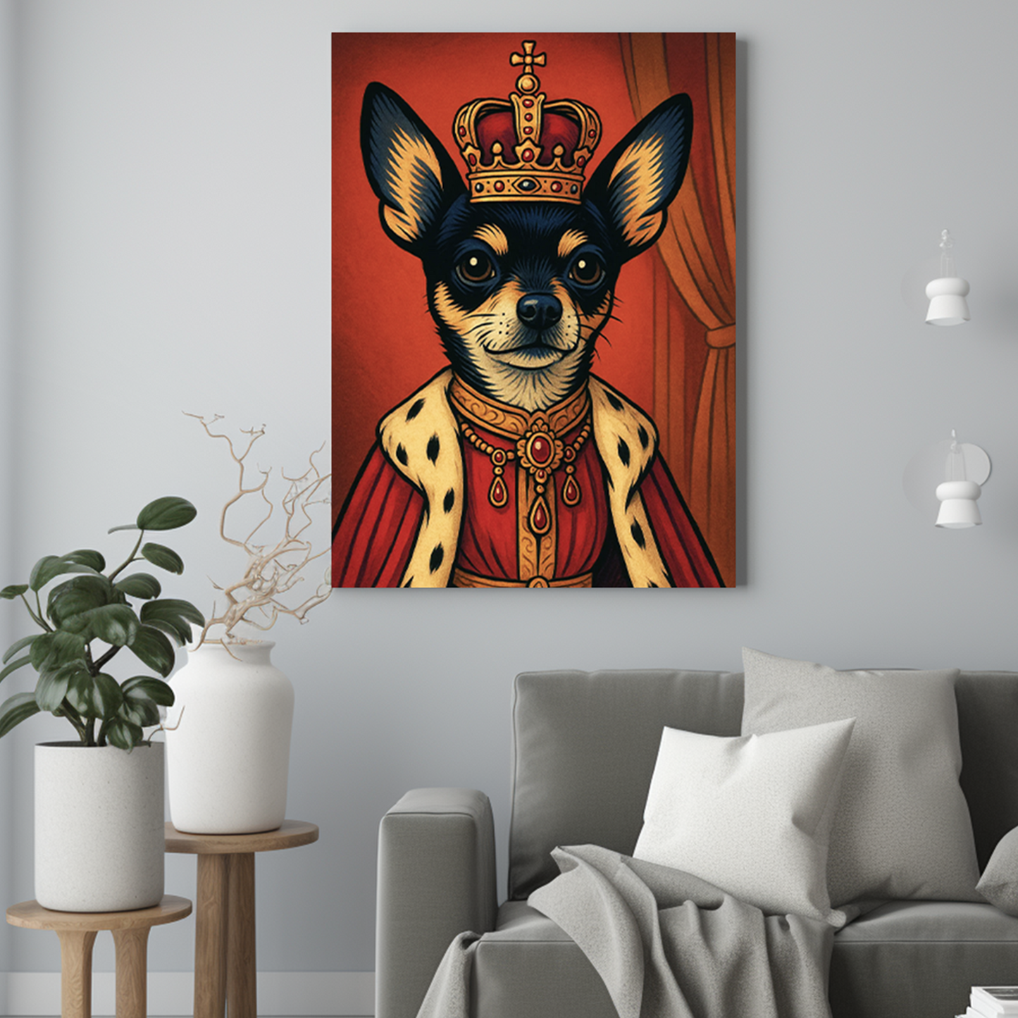 Kreskówkowa królowa - Portret psa ze zdjęcia na zamówienie