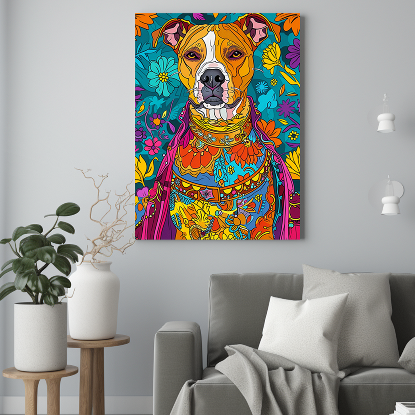 Kwiatowy piesek - Portret psa ze zdjęcia na zamówienie