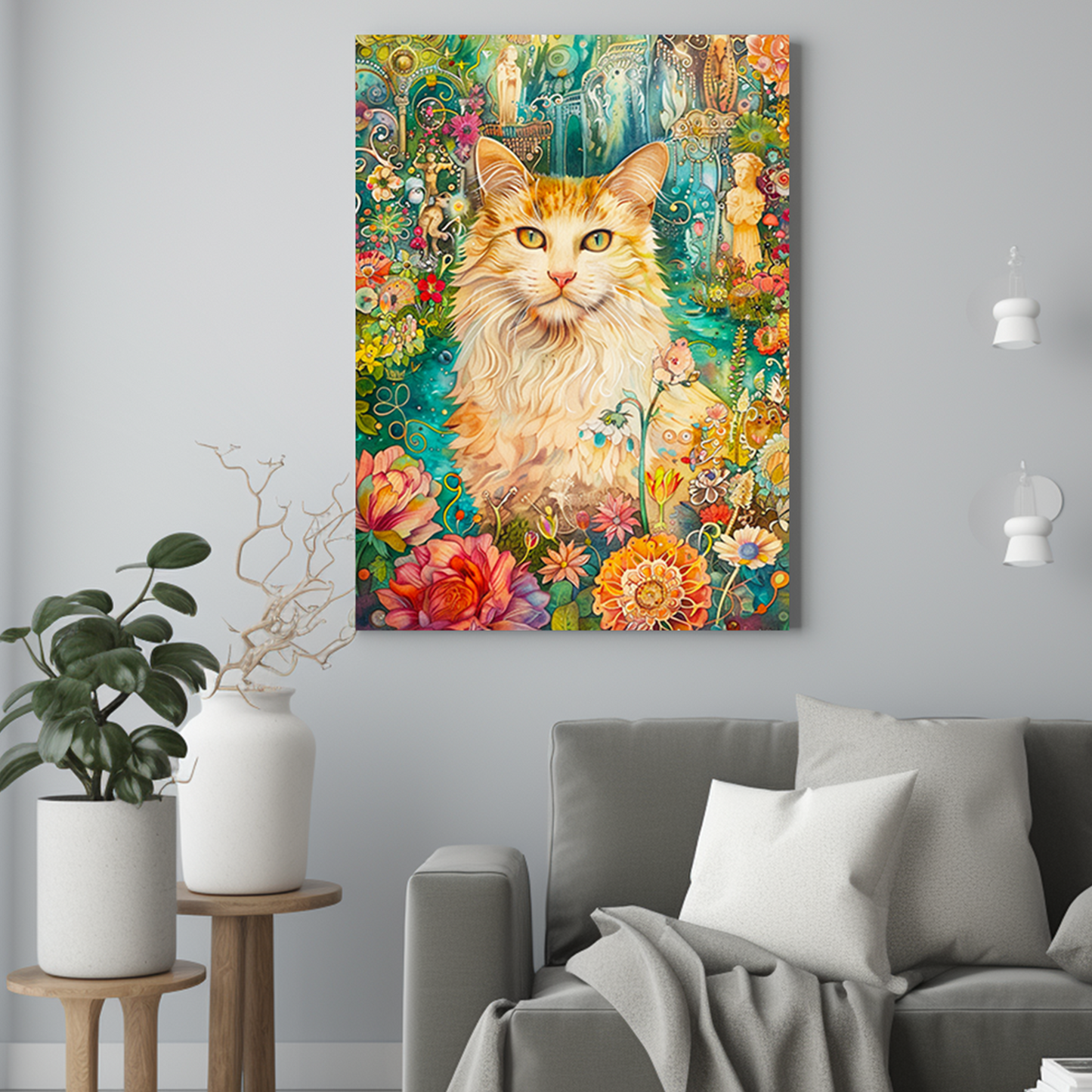 Kot w ogrodzie jak namalowany - Portret kota ze zdjęcia na zamówienie