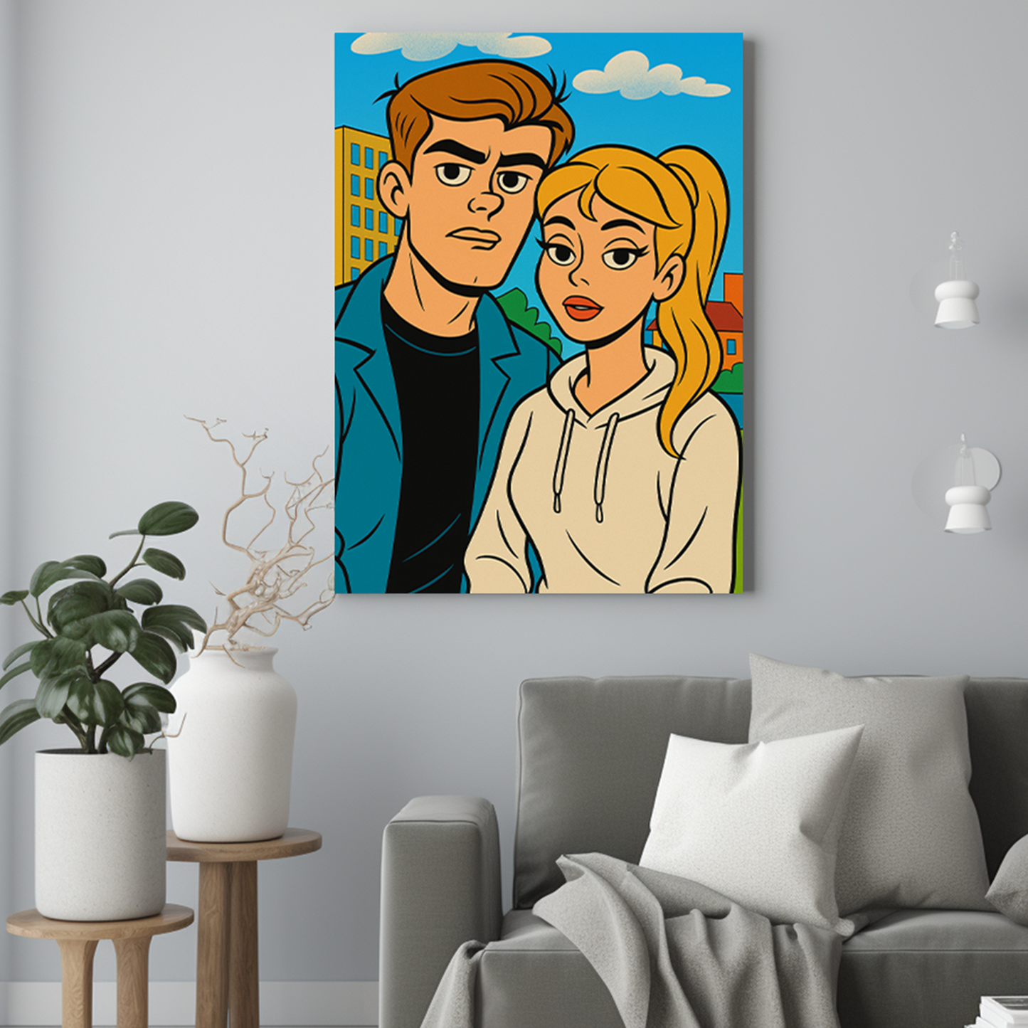 Kreskówka chłopaka i dziewczyny - Portret ze zdjęcia pomysł na prezent