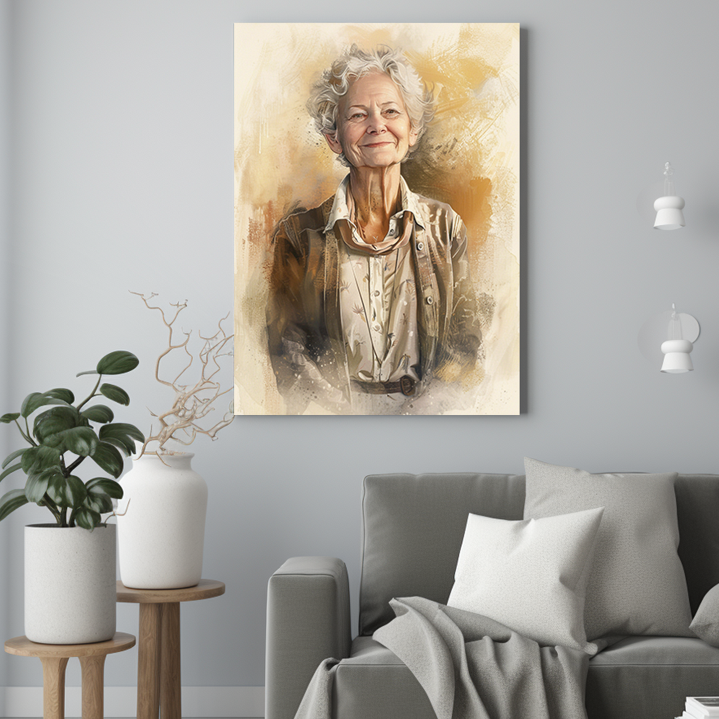 Złota babcia w graficznym stylu - Portret ze zdjęcia na prezent dla kobiety