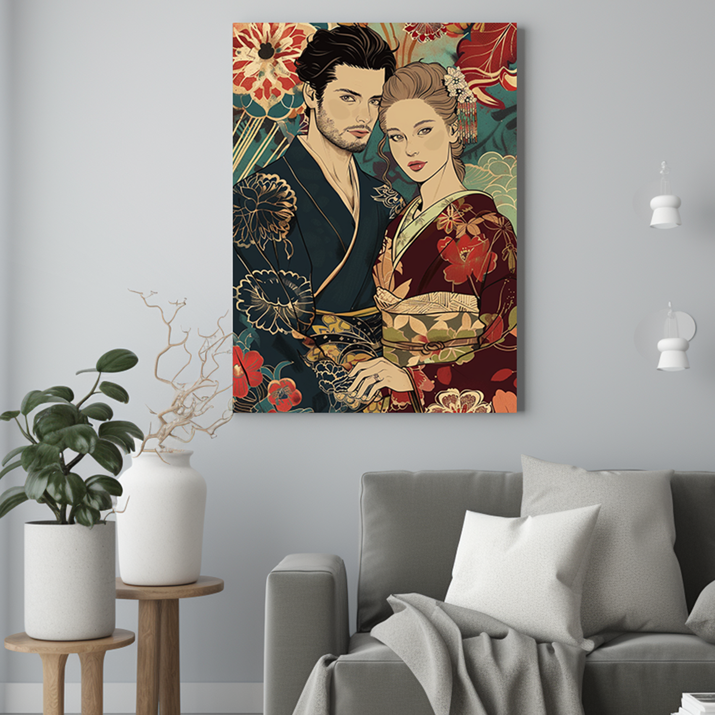 Para w stylu japońskim - Portret ze zdjęcia pomysł na prezent