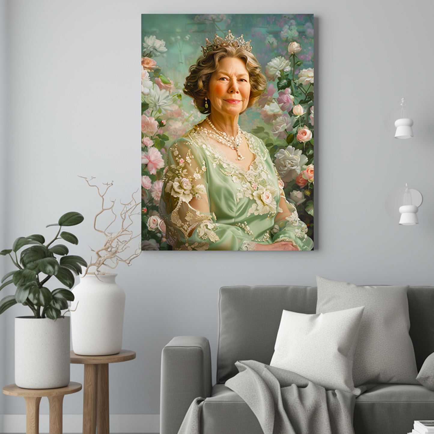Królowa mama w kwiatach - Portret ze zdjęcia na prezent dla kobiety