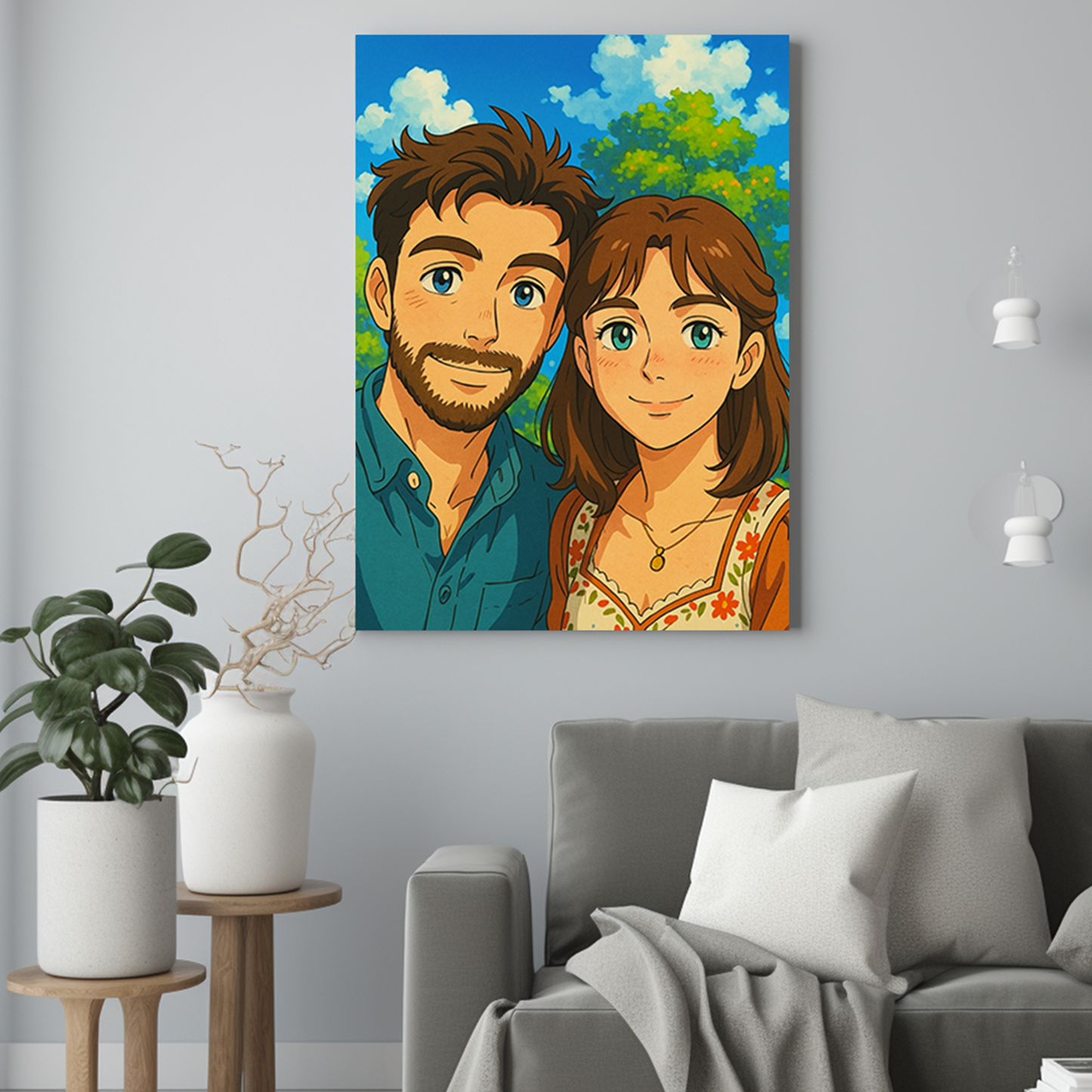 Chłopak z dziewczyną jak z anime - Portret ze zdjęcia pomysł na prezent