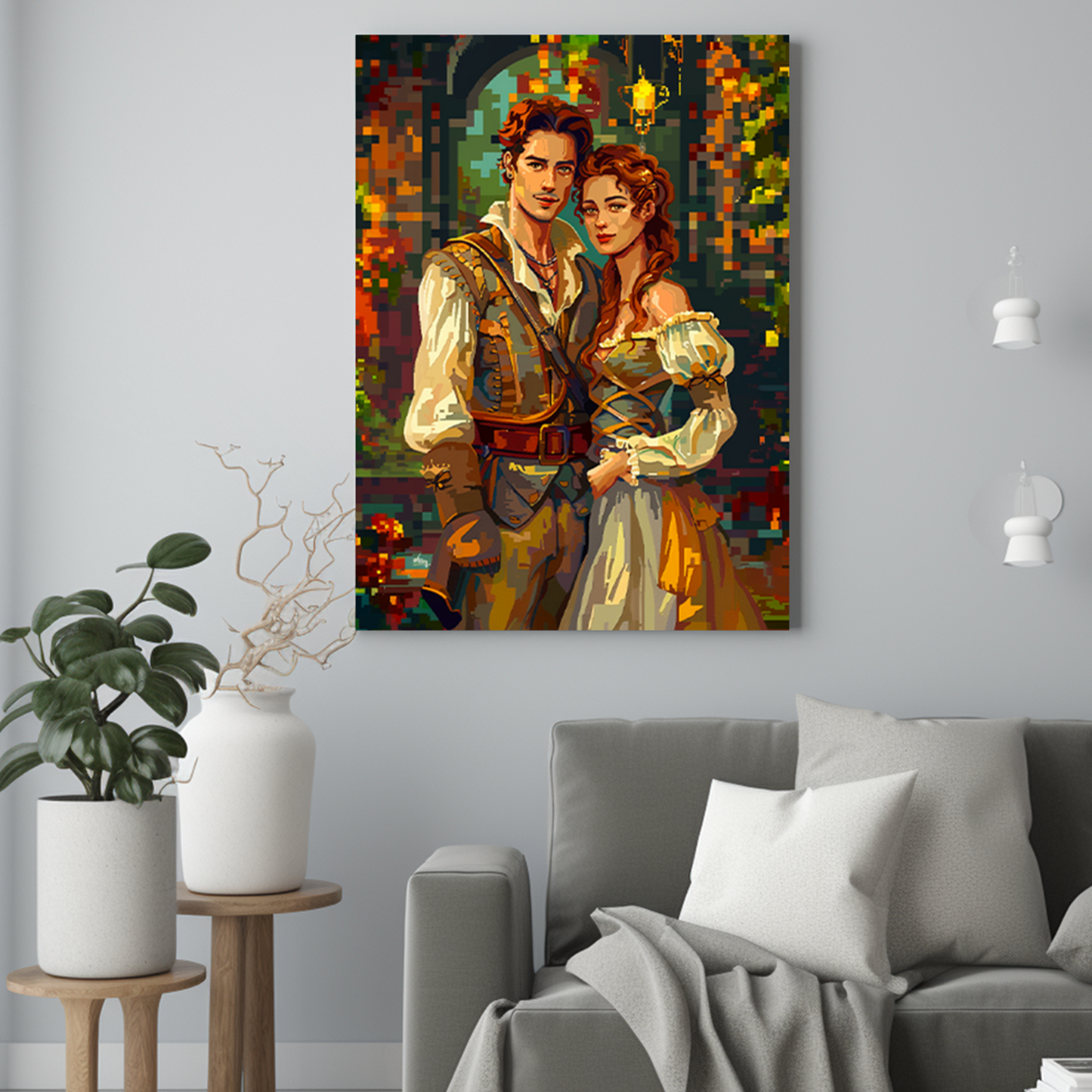 Para jak ze starej gry - Portret ze zdjęcia pomysł na prezent