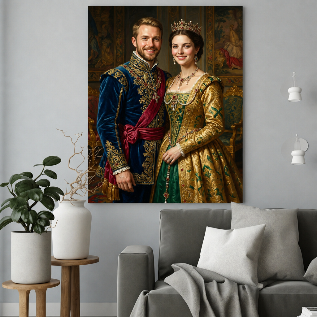 Ich Królewska Historia – Portret Pary ze Zdjęcia Pomysł na Prezent - portret na płótnie we wnętrzu