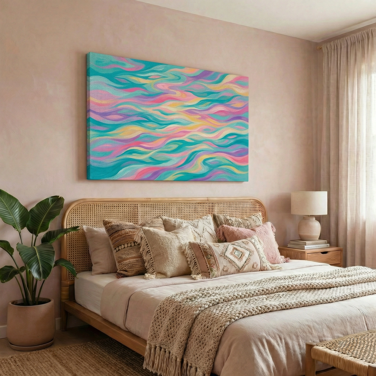 Pastelowe fale - Obraz na płótnie na ścianę do salonu lub sypialni