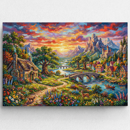 Ryscerska wioska  - Obraz na płótnie na ścianę do salonu lub sypialni