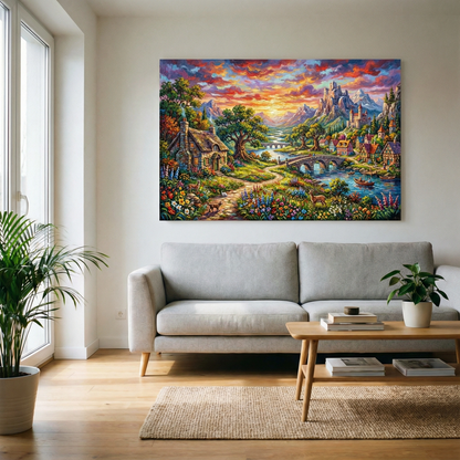 Ryscerska wioska  - Obraz na płótnie na ścianę do salonu lub sypialni