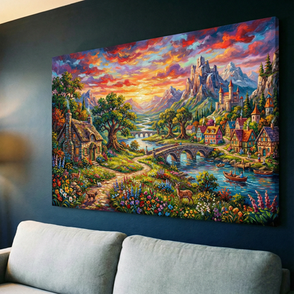 Ryscerska wioska  - Obraz na płótnie na ścianę do salonu lub sypialni