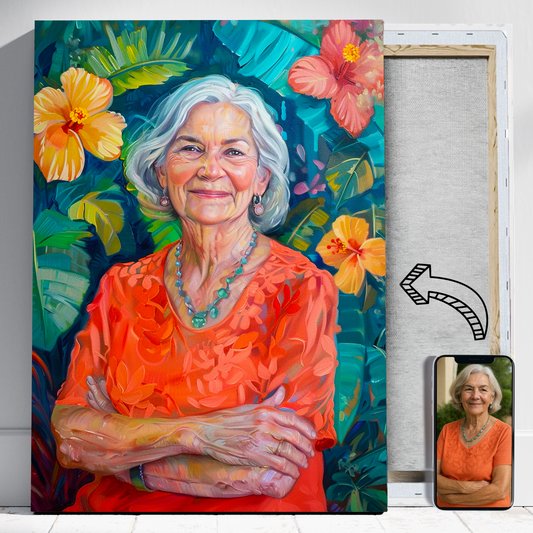 Babcia ala malowana - Portret ze zdjęcia na prezent dla kobiety