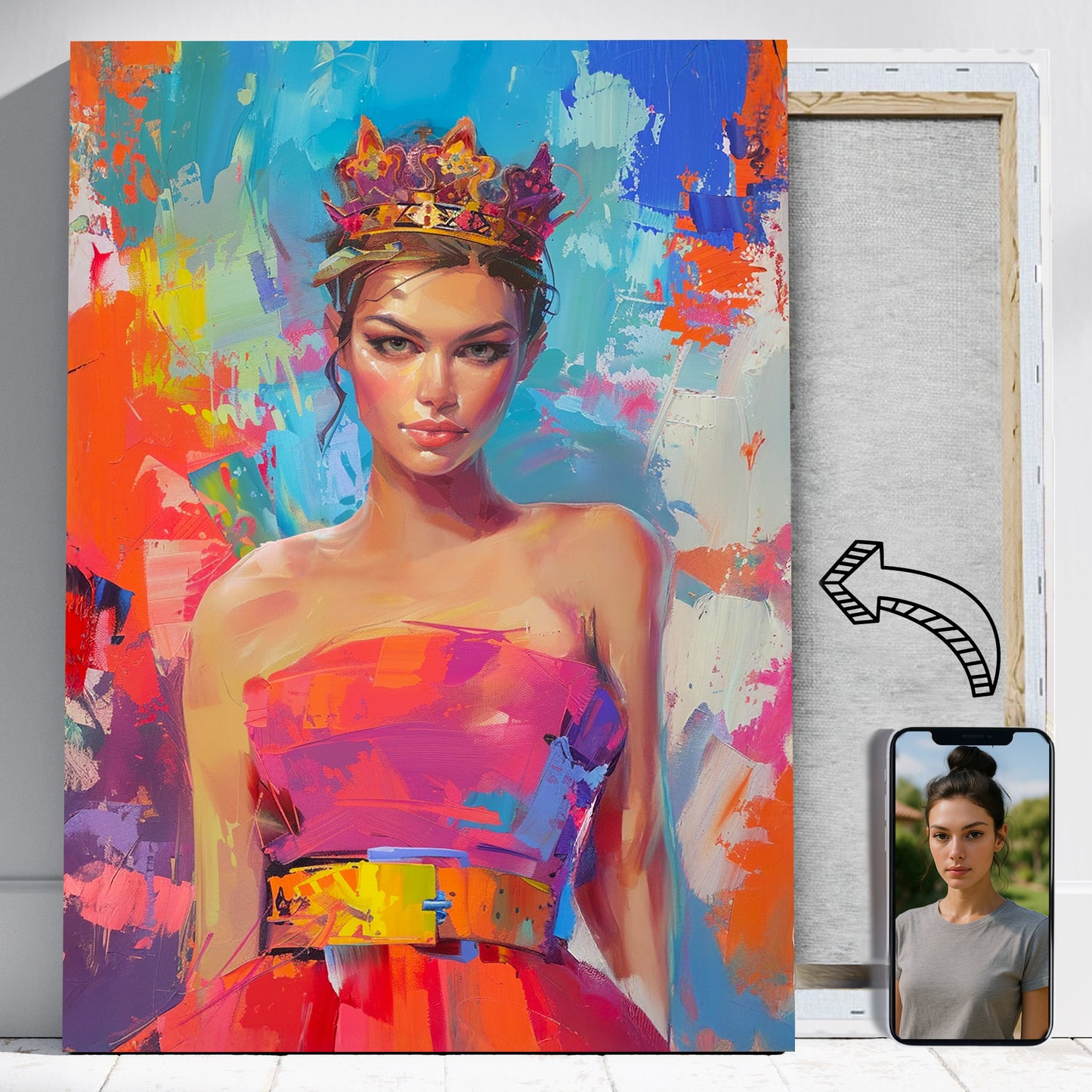 Nowoczesna królowa jak namalowana - Portret ze zdjęcia na prezent dla kobiety