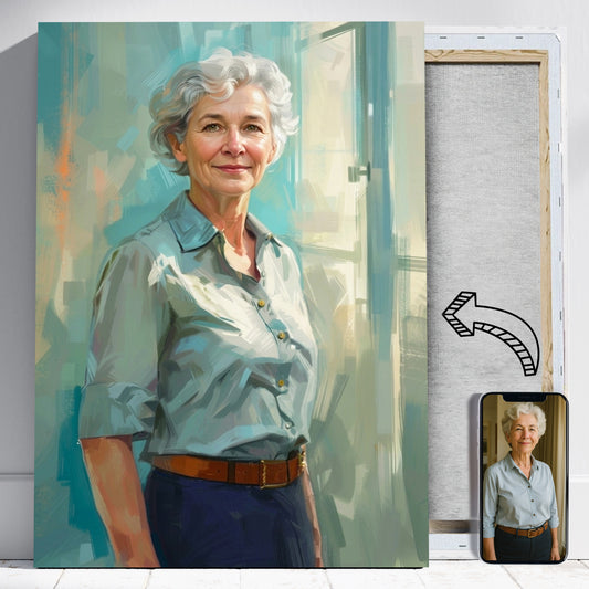 Styl jak malowany farbami - Portret ze zdjęcia na prezent dla kobiety