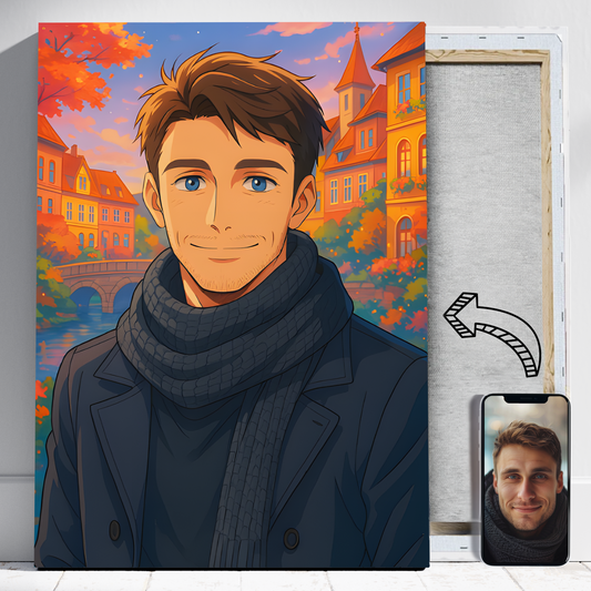 Chłopak jak z anime - Portret ze zdjęcia na prezent dla mężczyzny