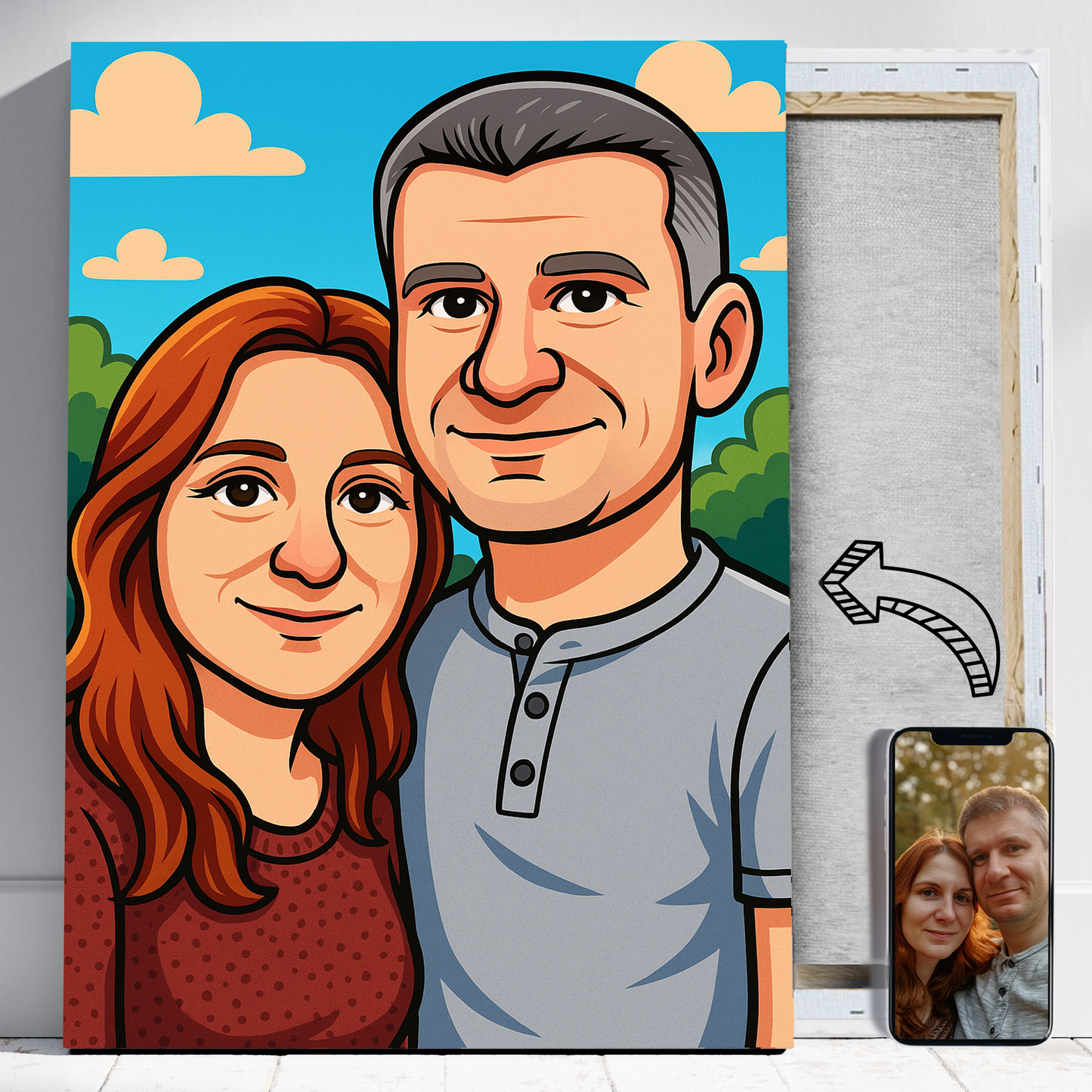 Kreskówkowa para zakochanych - Portret ze zdjęcia pomysł na prezent