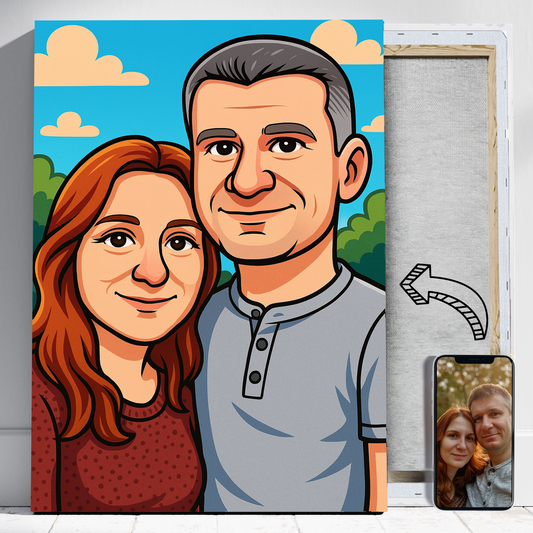 Kreskówkowa para zakochanych - Portret ze zdjęcia pomysł na prezent