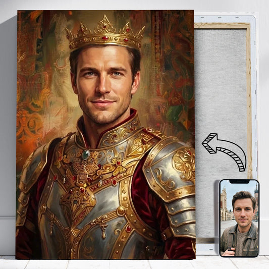 Król na obrazie - Portret ze zdjęcia na prezent dla mężczyzny