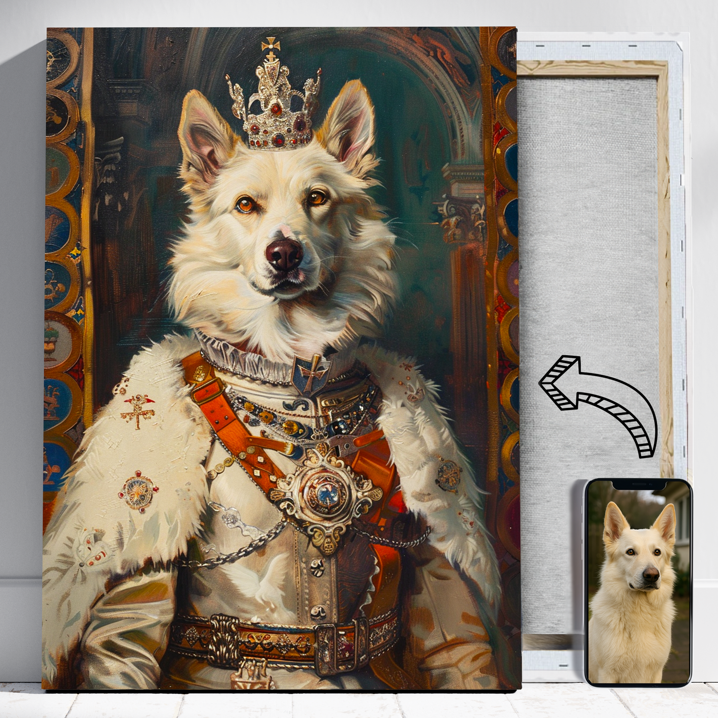 Biały król - Portret psa ze zdjęcia na zamówienie