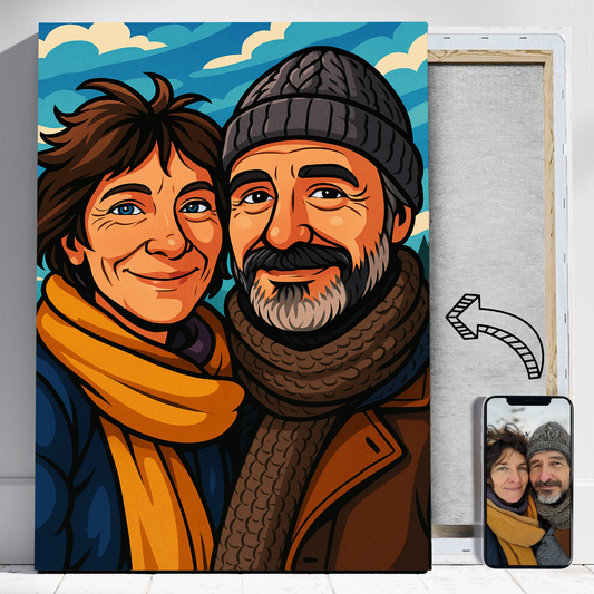 Para w stylu ilustracyjnym - Portret ze zdjęcia pomysł na prezent