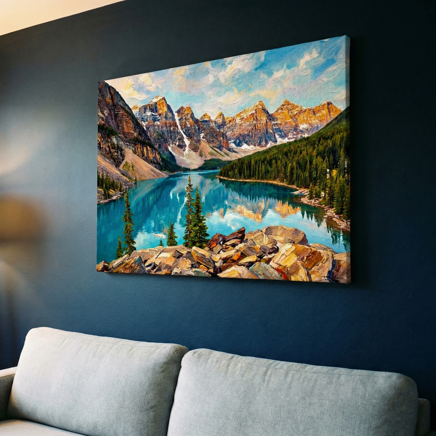 Błękitne jezioro jezioro - Obraz na płótnie na ścianę do salonu lub sypialni