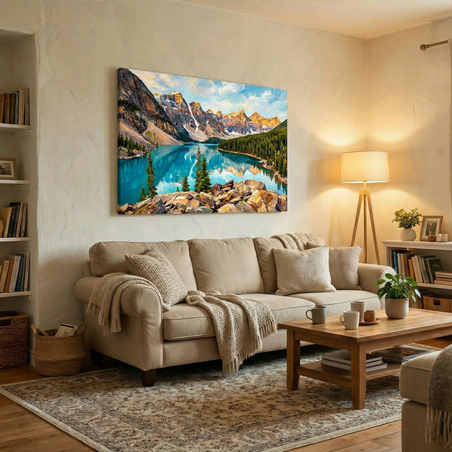 Błękitne jezioro jezioro - Obraz na płótnie na ścianę do salonu lub sypialni