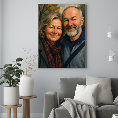 Uśmiechnięta para jak malowana - Portret ze zdjęcia pomysł na prezent