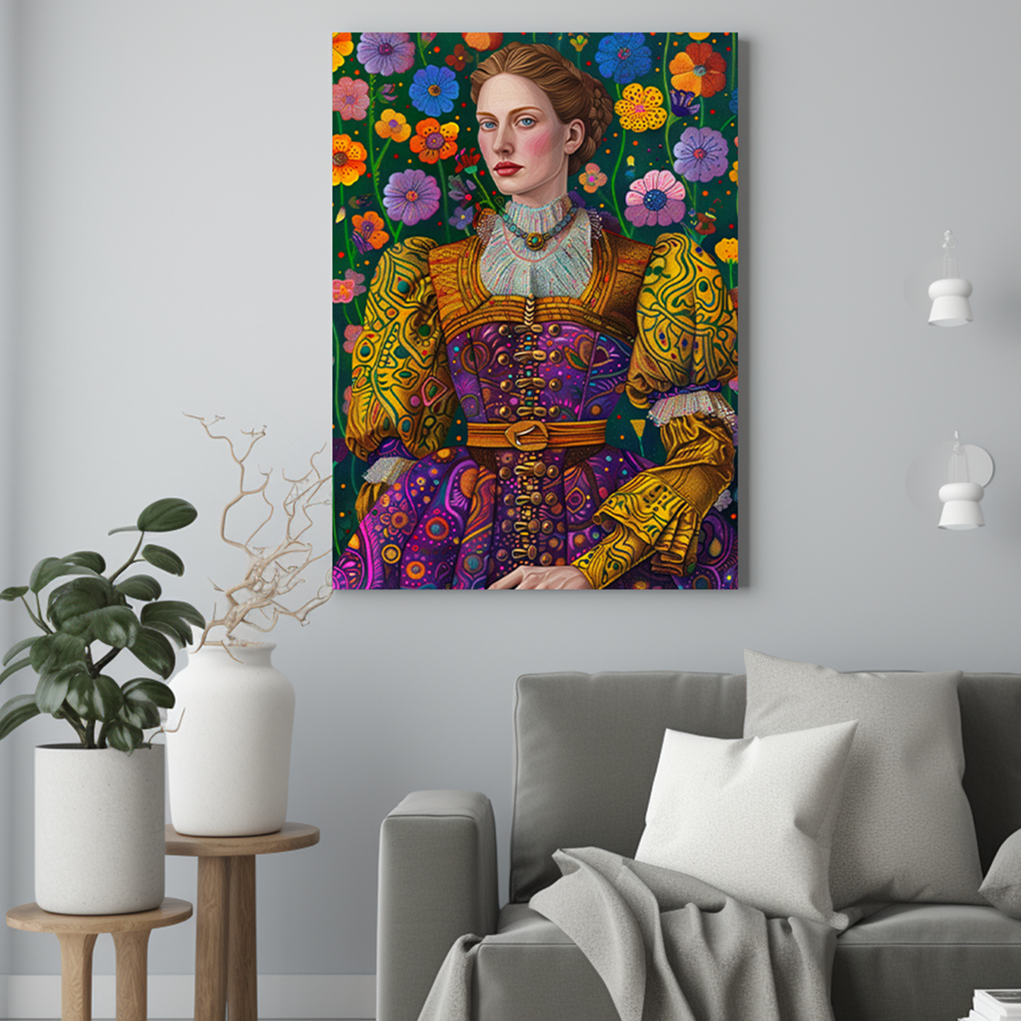 Dama w kwiatach - Portret ze zdjęcia na prezent dla kobiety