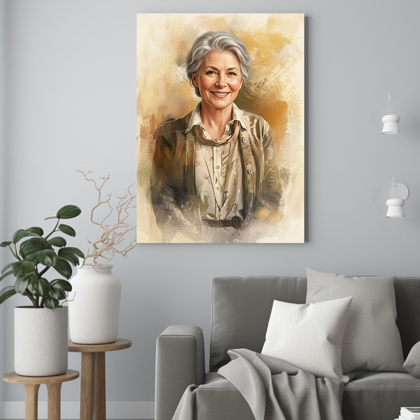 Złota babcia w graficznym stylu - Portret ze zdjęcia na prezent dla kobiety