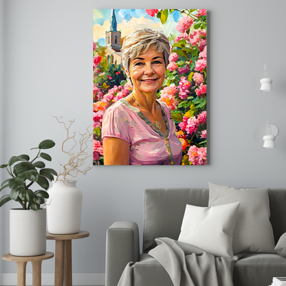 Ogród mamy jak malowany - Portret ze zdjęcia na prezent dla kobiety