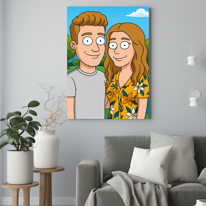 Para jak z kreskówki - Portret ze zdjęcia pomysł na prezent