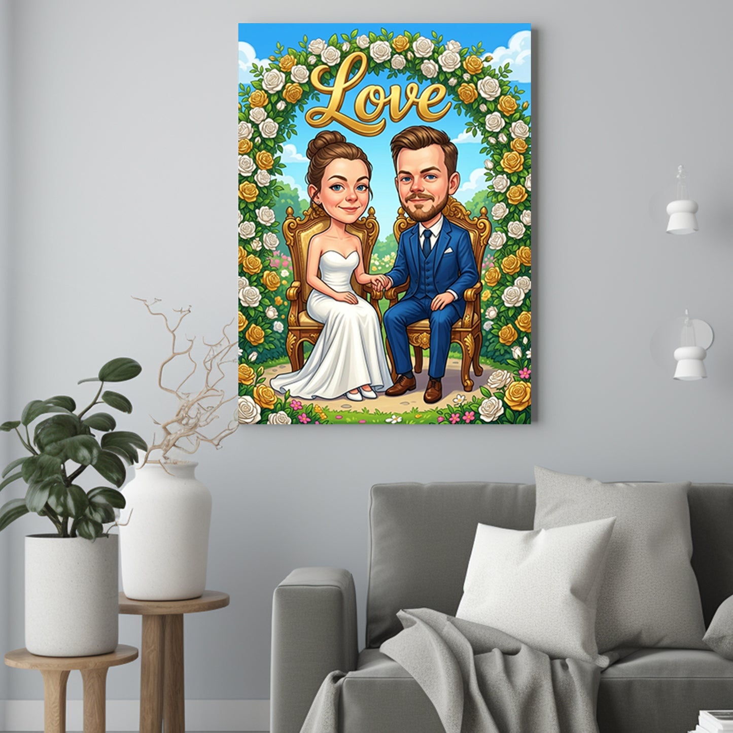 Ślub w stylu karykaturalnym - Portret ze zdjęcia pomysł na prezent