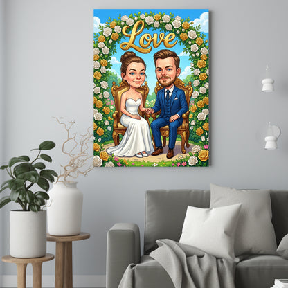 Ślub w stylu karykaturalnym - Portret ze zdjęcia pomysł na prezent