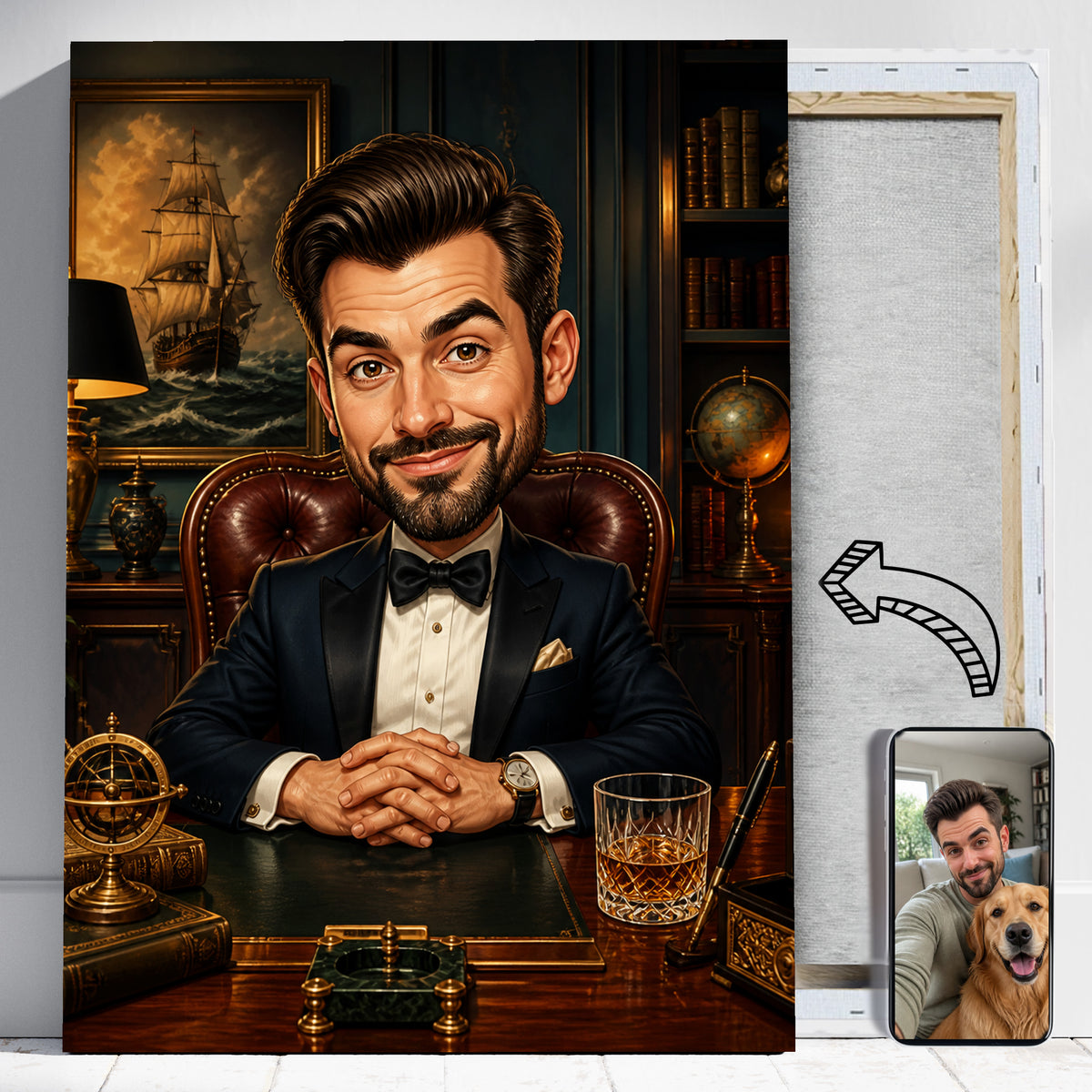 Biznesowy – Portret ze Zdjęcia na Prezent dla Mężczyzny - portret na płótnie i zdjęcie referencyjne w telefonie