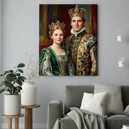 Ich Królewska Rocznica – Portret Pary ze Zdjęcia na Prezent - portret na płótnie we wnętrzu