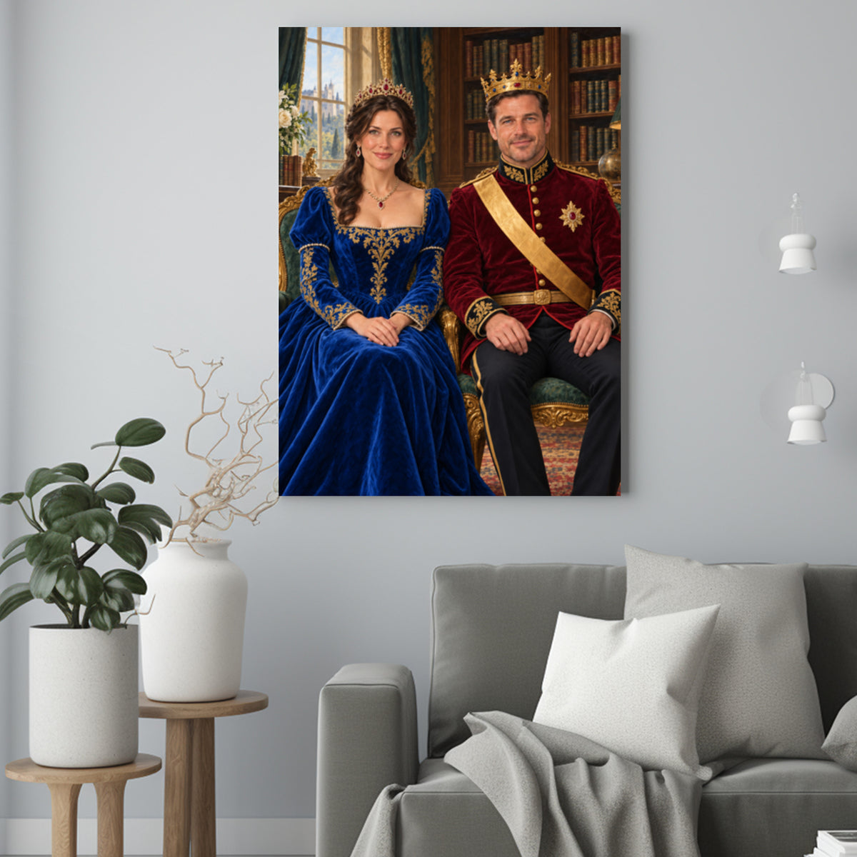 Ich Królewski Świat – Portret Pary ze Zdjęcia na Prezent - portret na płótnie we wnętrzu